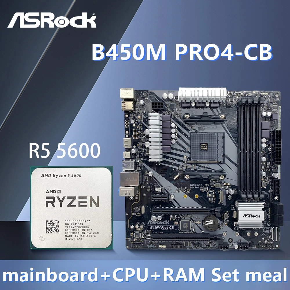 

ASROCK B450M PRO4-CB Motherboard with the R5 5600 CPU Supports AMD AM4 slot R7 3800X R3 5300G 4xDDR4 PCI3.0 Micro ATX