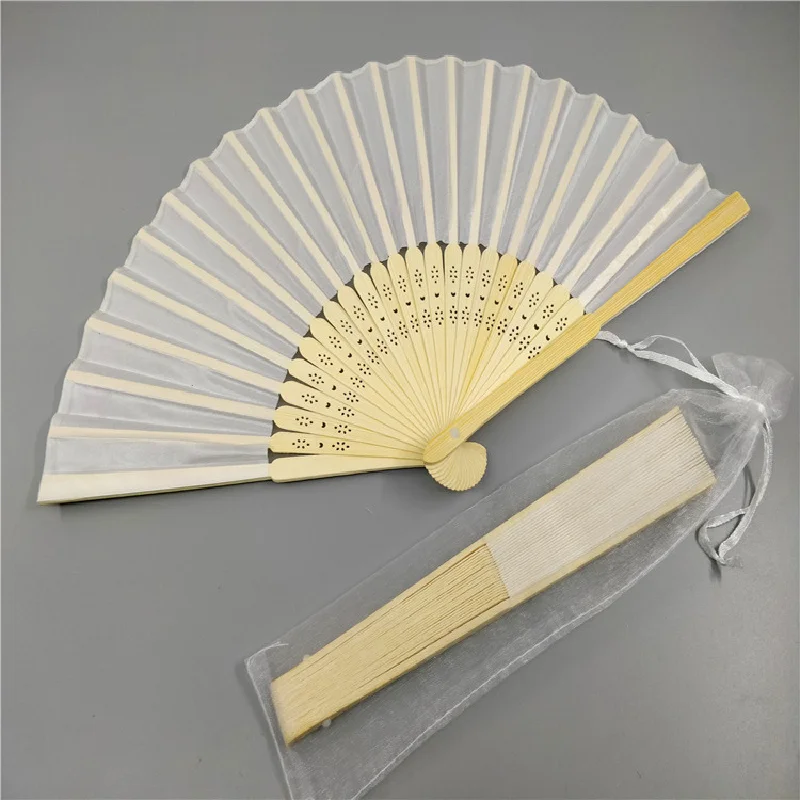 Personalized Custom white Sik Fans Bridal Shower Favors Wedding Hand Fans with Git Bag for Party Accessory Guest Gits
