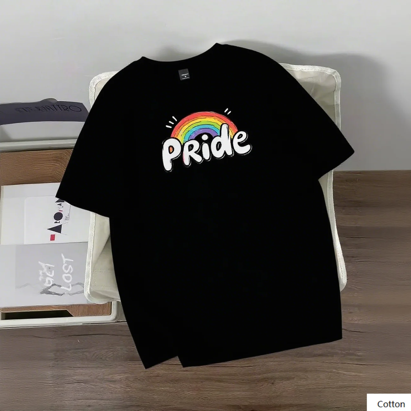 

Pride Rainbow Print Cotton T - Shirt Perfect for LGBTQ+ Community Supporters Casual Daily Wear Print New Arrival Tee S-4XL