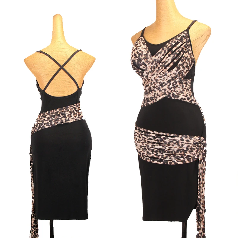 

2023 New Latin Dance Dress For Women Sexy Leopard Practice Clothes Chacha Rumba Tango Latin Dance Performance Costumes DQL8283