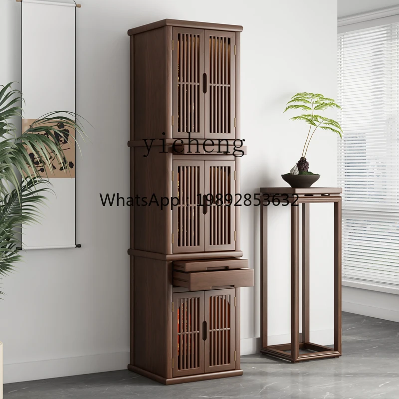 H3-20  solid wood three-layer Buddhist niche vertical cabinet Guanyin Buddhist platform ancestor Gongtai landlord god cabinet