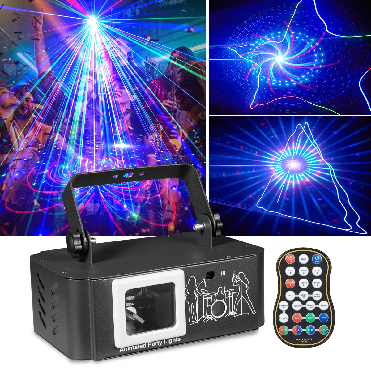 YSH Animation Full RGB Disco Laser Party Light DMX512 Sound Remote Control for Wedding Bar christmas&Halloween Parties