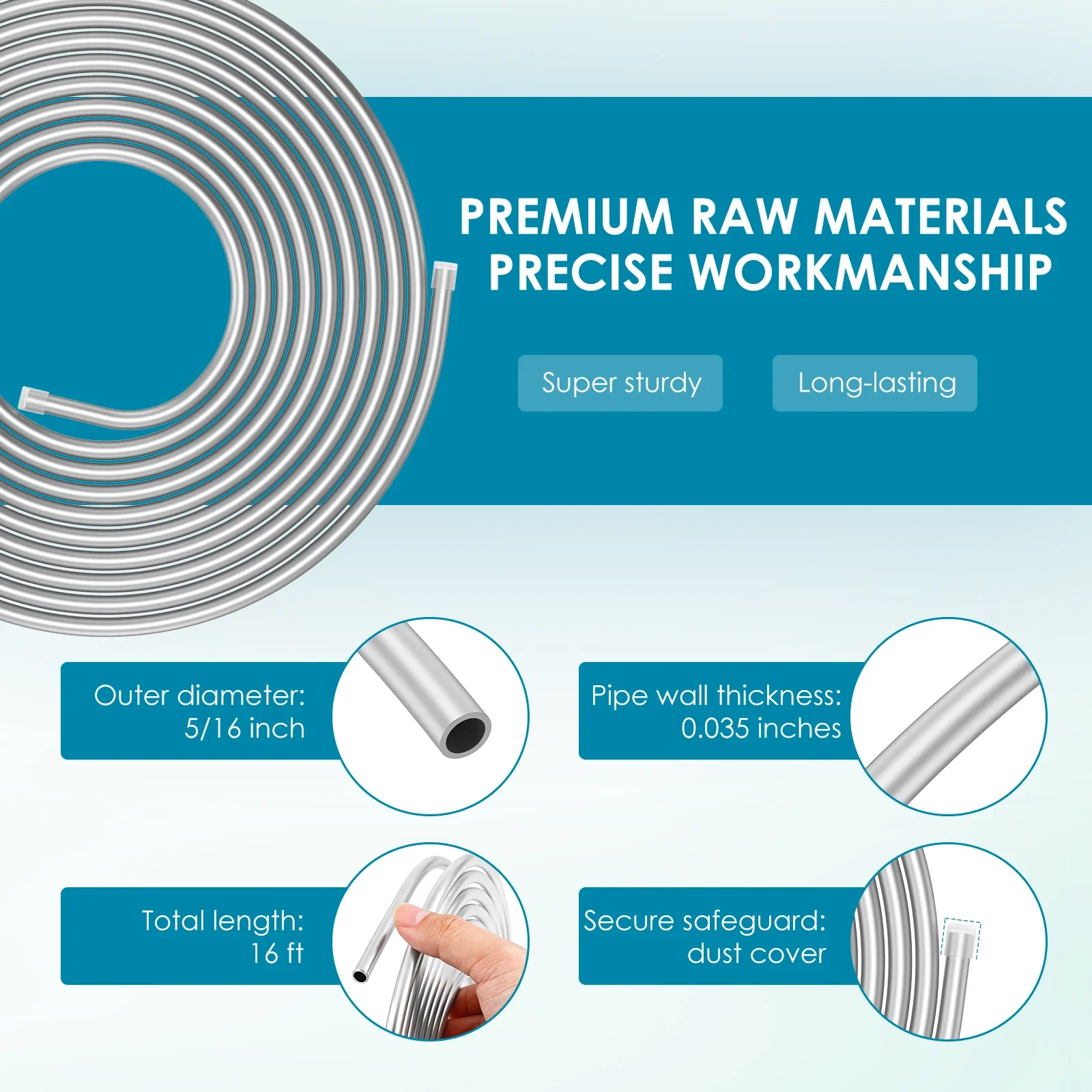 5/16 Aluminium-Kraftstoffleitung 3003 Legierungsrohr 650 PSI Hochdruck-Ölleitung Leicht Biegbar für Kraftstofftank-Pumpensystem 16ft 1er-Pack – Detail 3