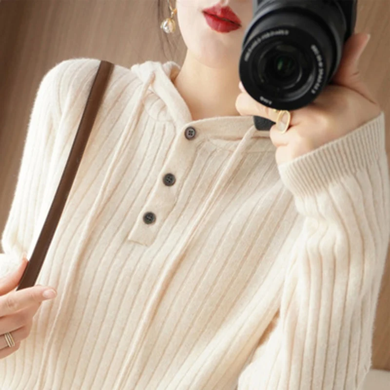 

New Autumn Winter Women Warm Sweater Jacket Cashmere Pullover Hooded Coat Casual knitted Thickening Tops Sweater Clothing 2022