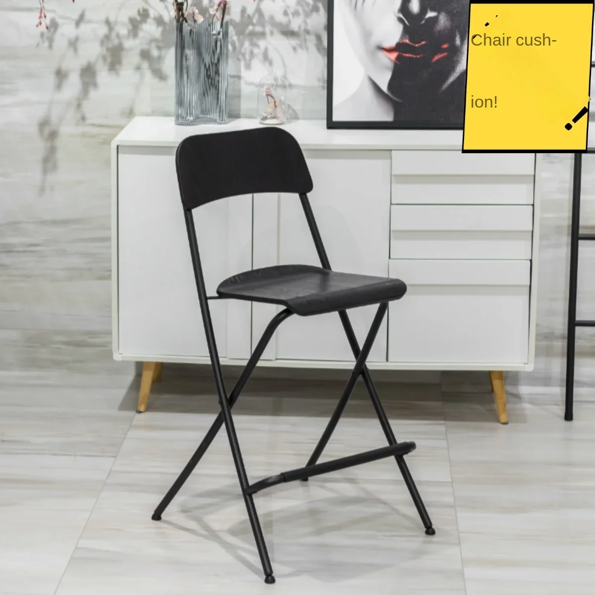 Preto Simples Dobrável Bar Stool, Bar Cadeira, Cadeira Comercial, Poltrona