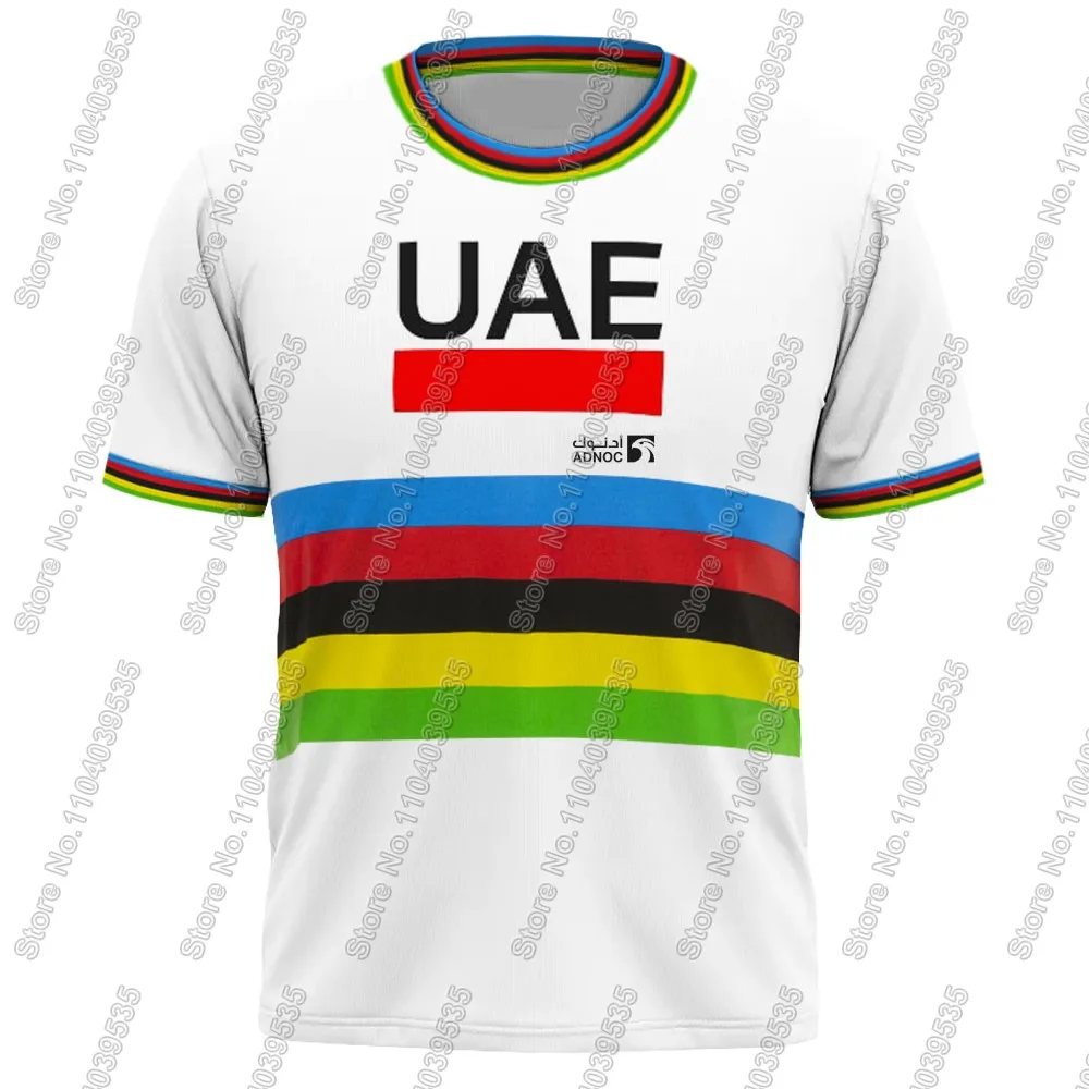 UAE 2024 World Champion White Black T Shirt CAMISETA Team  jersey Mens  Tadej Pogačar Running Streetwear Casual Training Clothes