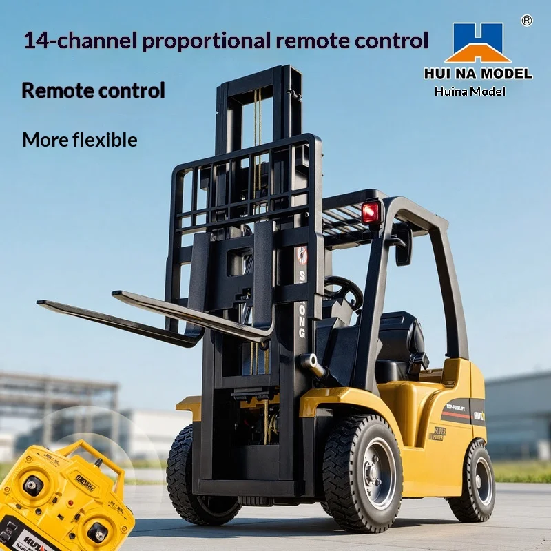 HUINA Alloy 1:14 Large Scale 14CH 2.4G  RC Forklift Remote Control Engineering Construction Truck Kids Hobby Toy Gift