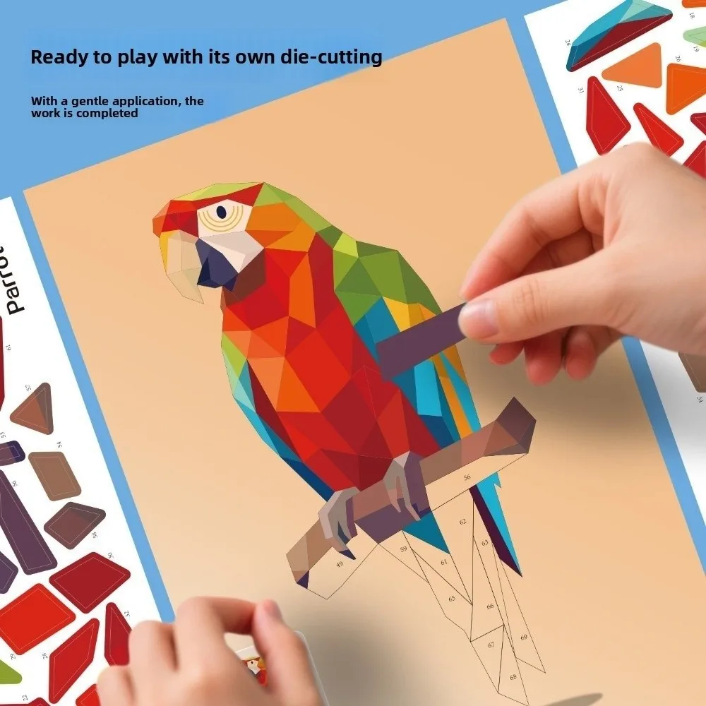 6 Patterns Handmade Stickers Animal Theme Focus Enhancement Geometric Collages Enlightenment Toy Puzzle Stickers Learning Play