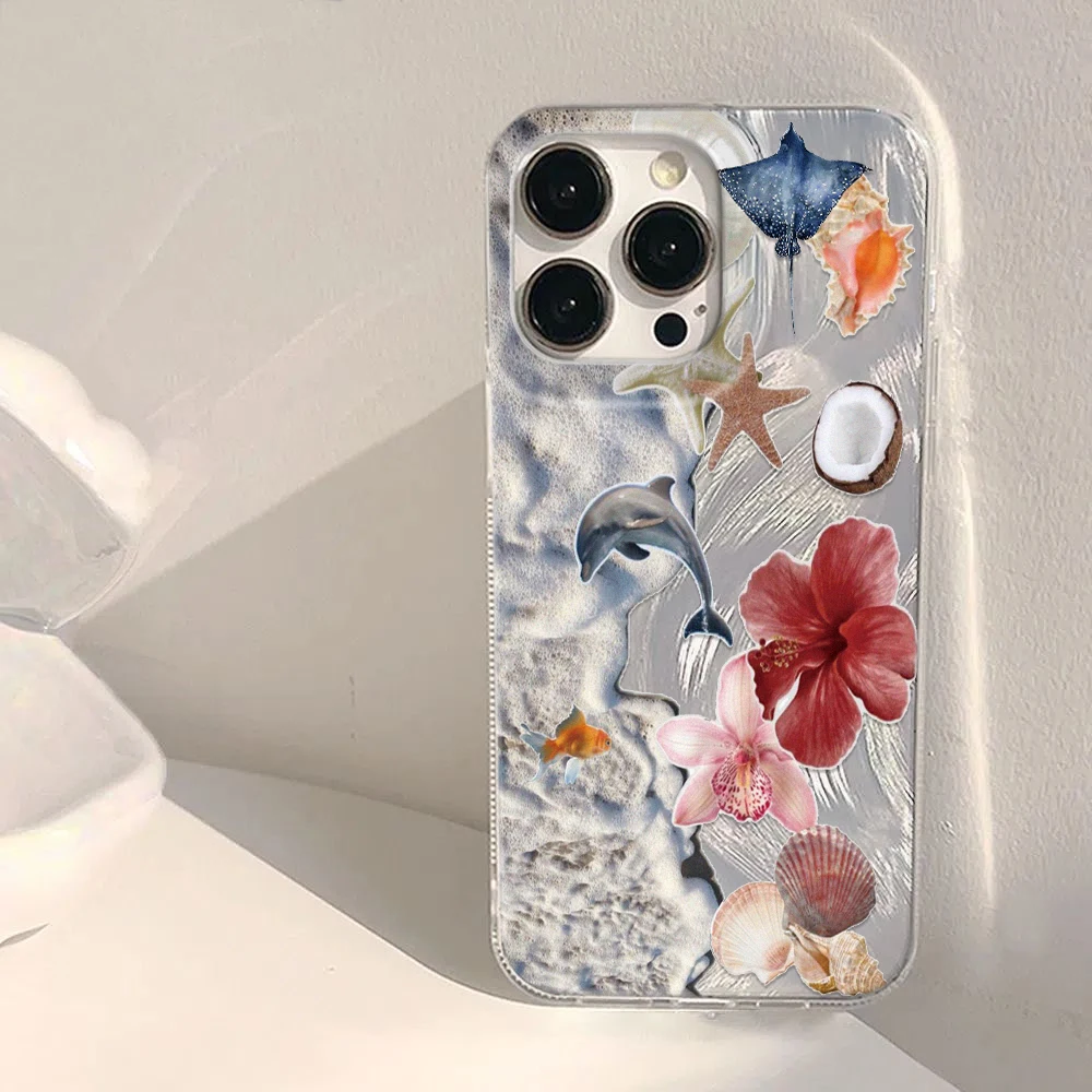 

Sea Creature Pattern Phone Case for iPhone16/15/14/13/12/11/ProMax/Pro/Plus Fashion Friend Gift Aesthetic Phone Case