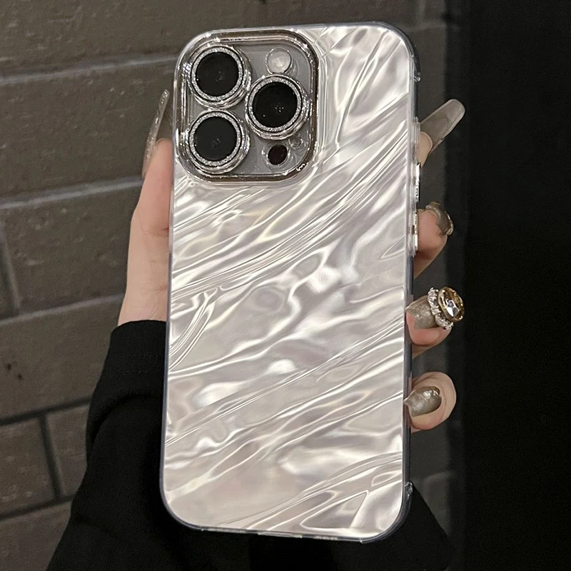 Fashion with Glitter Powder Lens Film Case for iPhone 16 15 14 13 12 11 Pro Max Plus Fall Prevention Anti-Fingerprints Cover