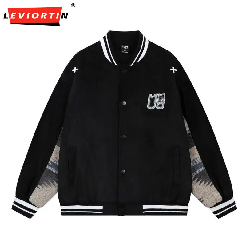 

Осенняя мужская европейская/американская модная брендовая свободная повседневная однобортная куртка-пилот с бейсбольной курткой контрастного сращивания