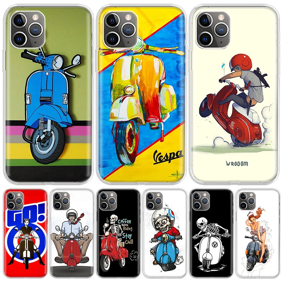 Vespa Scooter Motorcycle For iPhone 16 15 14 13 12 11 Pro Max Phone Case X XS XR 7 Plus Print 8 SE Apple Fundas Cover Coque 11 1