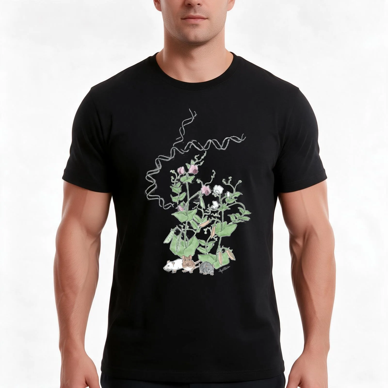 Genetics Design T-Shirt Summer Casual Cotton Tee Oversized Streetwear Tops Vintage Graphic Print Loose Fit Short Sleeve