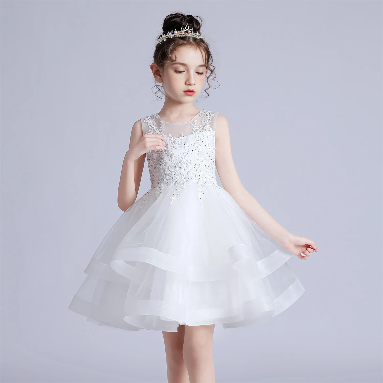 3-10 Years Baby Girls Princess Dress Summer Ball Gown Wedding Dress Piano Performance Costume Host Costume Children\'s Clothing