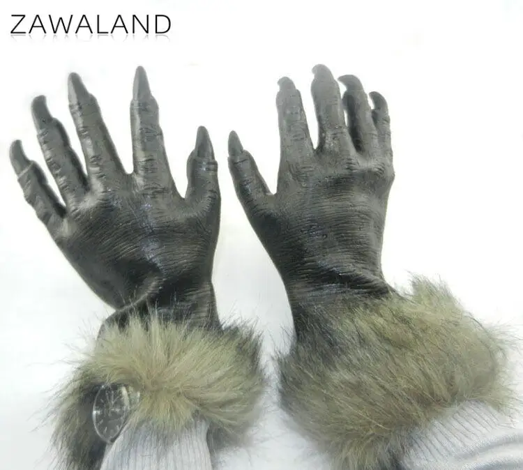 Zawaland ハロウィンオオカミ手袋動物コスプレ衣装アクセサリーおかしいパフォーマンス小道具ホラーパーティーラテックスぬいぐるみ手袋
