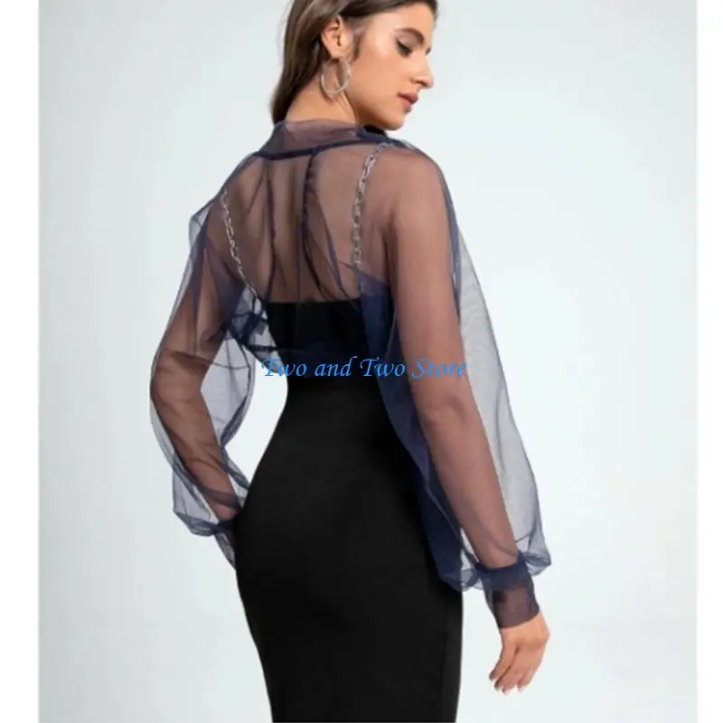 HX6F Copri manica Bishop trasparente per abiti da sposa, abiti da e abiti da cocktail