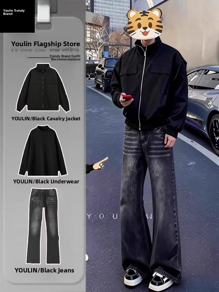 

Мужская модная верхняя одежда Bla Rider Workwear: куртка-бомбер с воротником-стойкой, весна-осень, полиэстер, водонепроницаемая