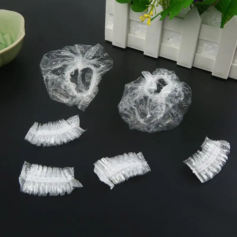 100Pcs Thickened Disposable Plastic Waterproof Ear Protector Cover Cap Salon Hai