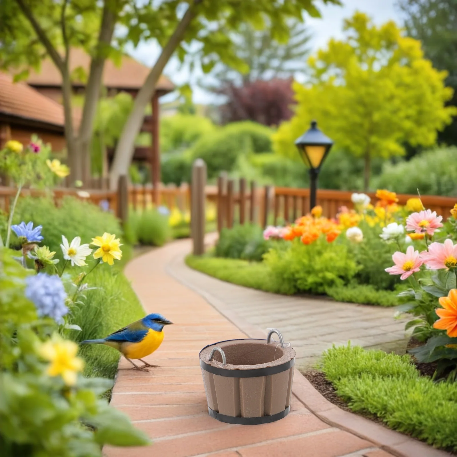 

2Pcs Mini Resin Barrels Realistic Rustic Farm Scene Accessories Mini Buckets Micro Landscape Craft Decor Pretend Play Dollhouse