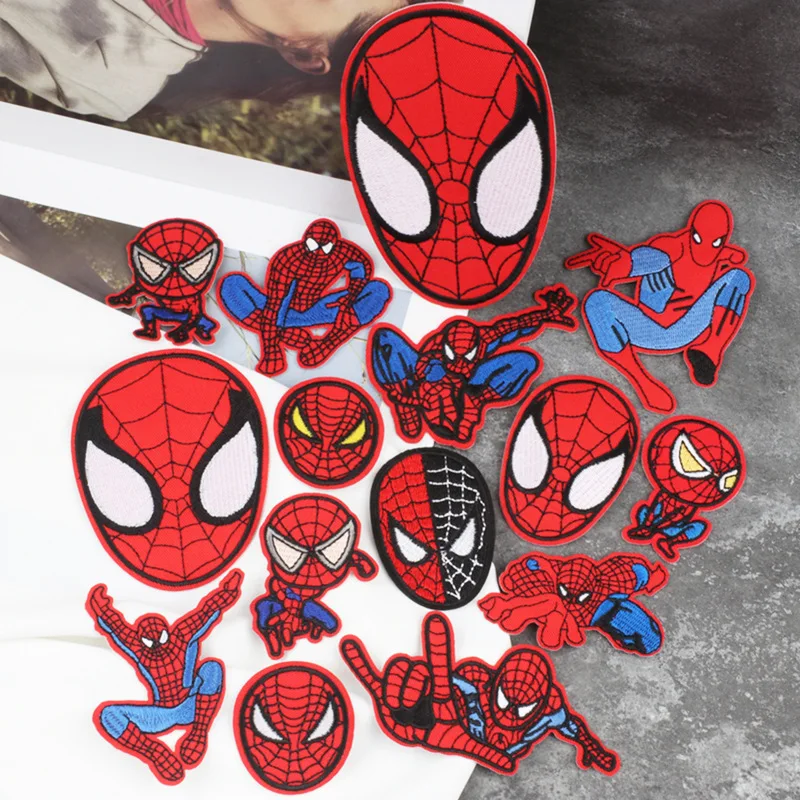 16pcs Spiderman embroidery Patch DIY Clothes Stickers Sew on Embroidery Patches Applique Iron on Clothing Pants Decor Sewing