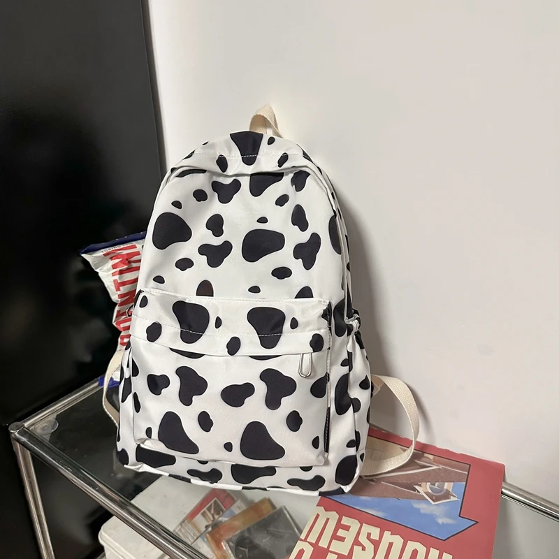 Mochila escolar para mujer, bolso escolar de punto de vaca para niña, mochila de nailon impermeable, mochila escolar de gran capacidad, bolsa de