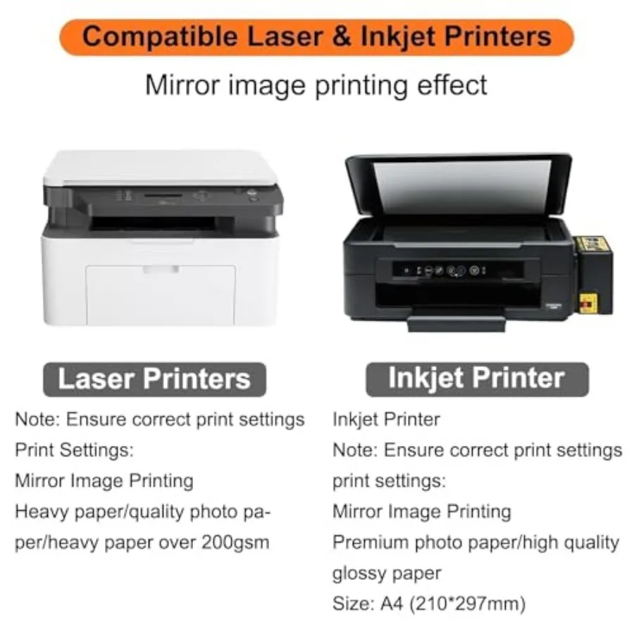 Printable Temporary Tattoo Paper for Inkjet and Laser Printer 8.x11