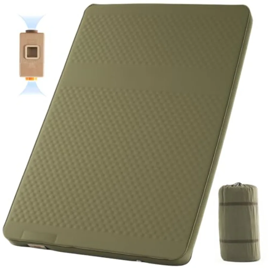 

Camping sleeping pad: 4 thick self-inflating, built-in pump, 4-season inflatable pad for cot, tent car use, durable nylon fabri