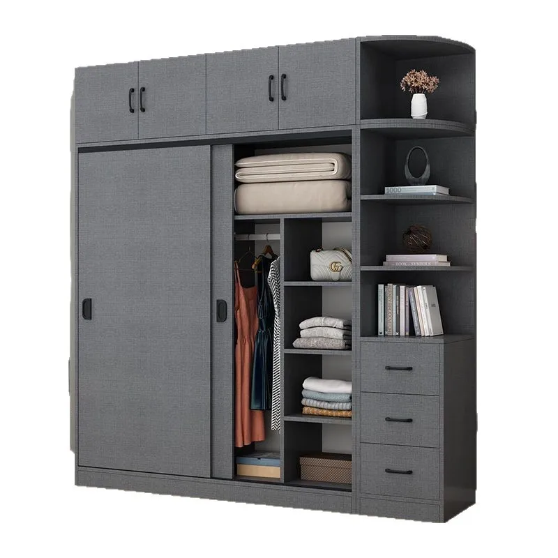 

Solid wood ecological board wardrobe household bedroom assembly cabinet rental room sliding door simple children's large