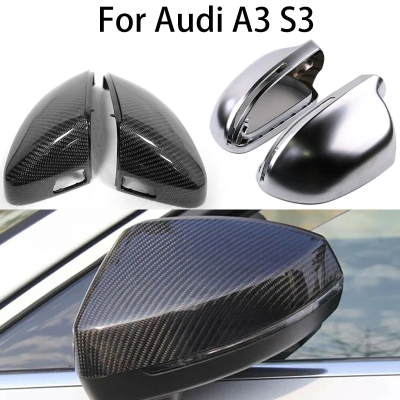 Carbon Fiber like Pattern Black Car RearView Side Mirror Case Cover For Audi A3 S3 8V RS3 2013 2014 2015 2016 2017 2018 2019