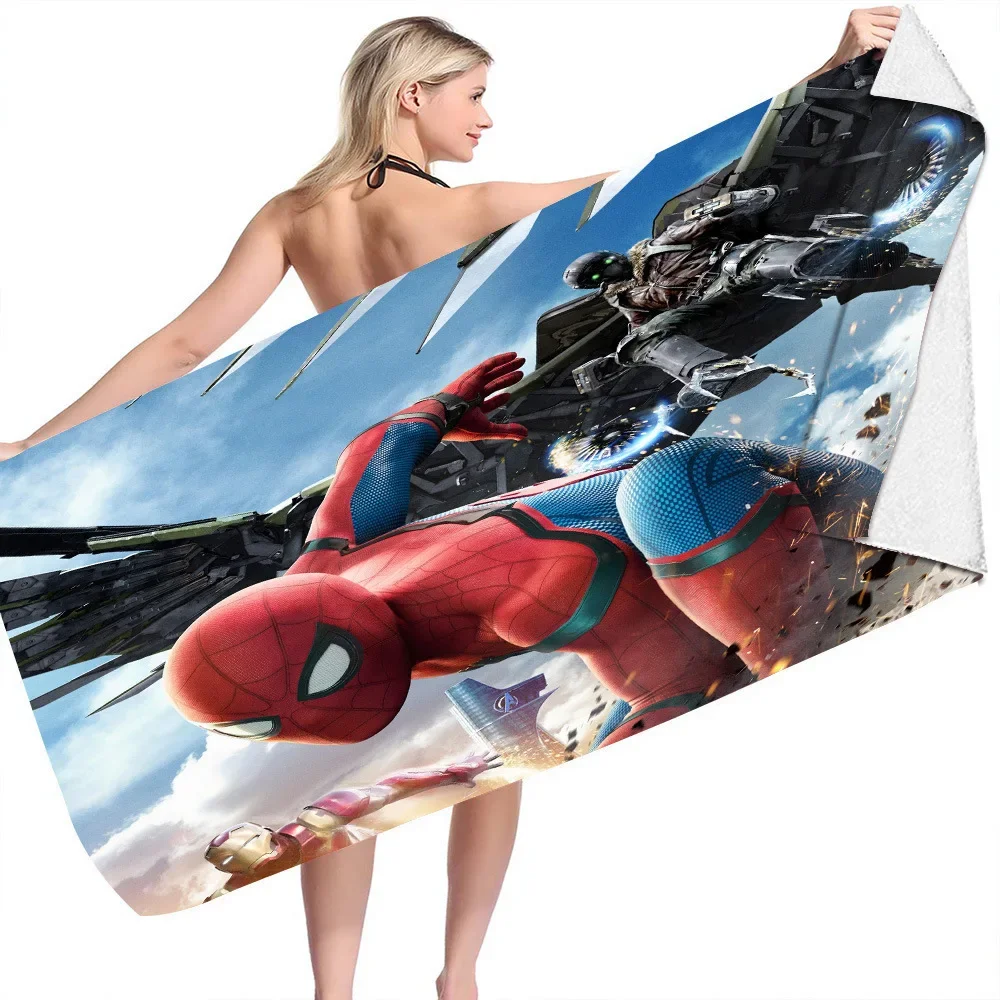 Disney Avengers Jump Spiderman Cool Bath Towels Microfiber Beach Swimming Towel Decor for Adults Kids Gift 75x150cm