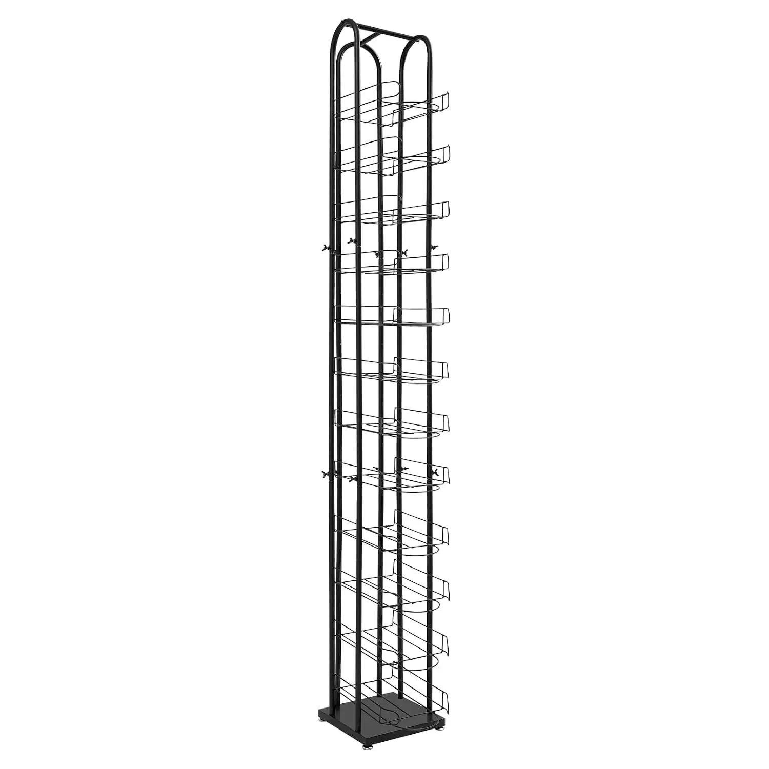 78" Black 12-Tier Floor Standing Hat Display Rack, Metal Cap Organizer & Hat Stand Holder Heavy Duty Iron Hat Display Organizer