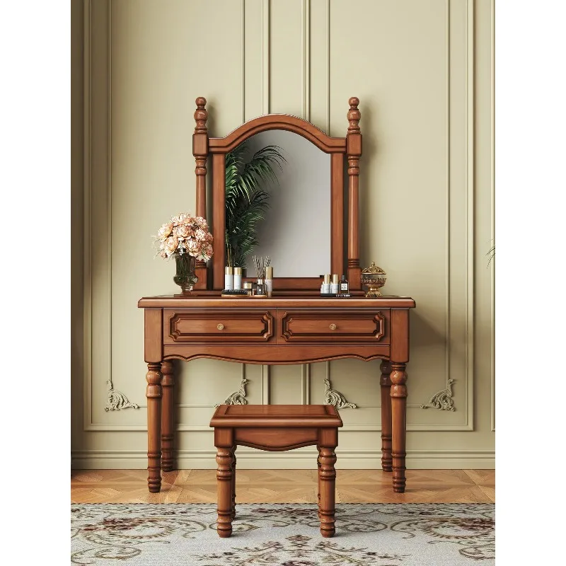Gz-9 American Retro Solid Wood Dressing Table Bedroom Simple Modern Dressing Table