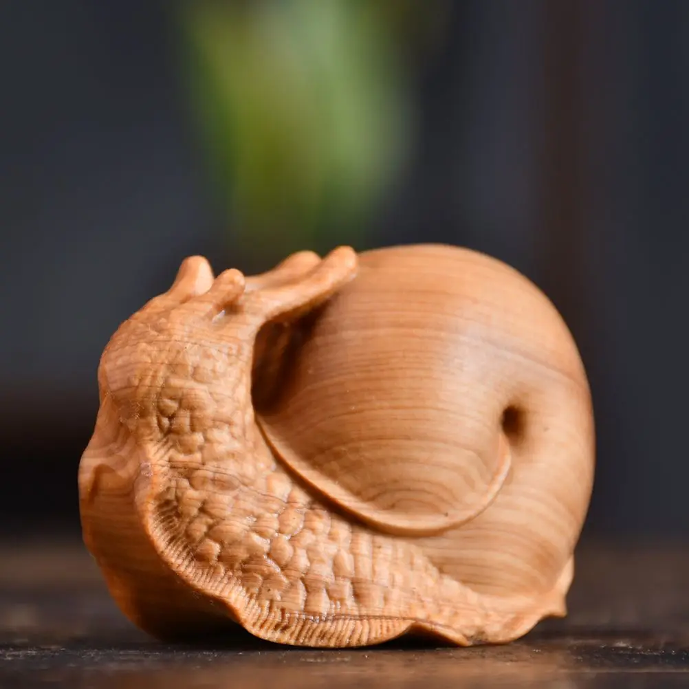 Wooden Snail Decoration Animal Figurine Sculptures Figure for Display Cute Shelf Art Handmade Home