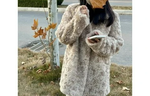 2022 Winter Neuer Mantel Damen Stehkragen Verdickter Lammwolle Mittlerer und langer Mantel