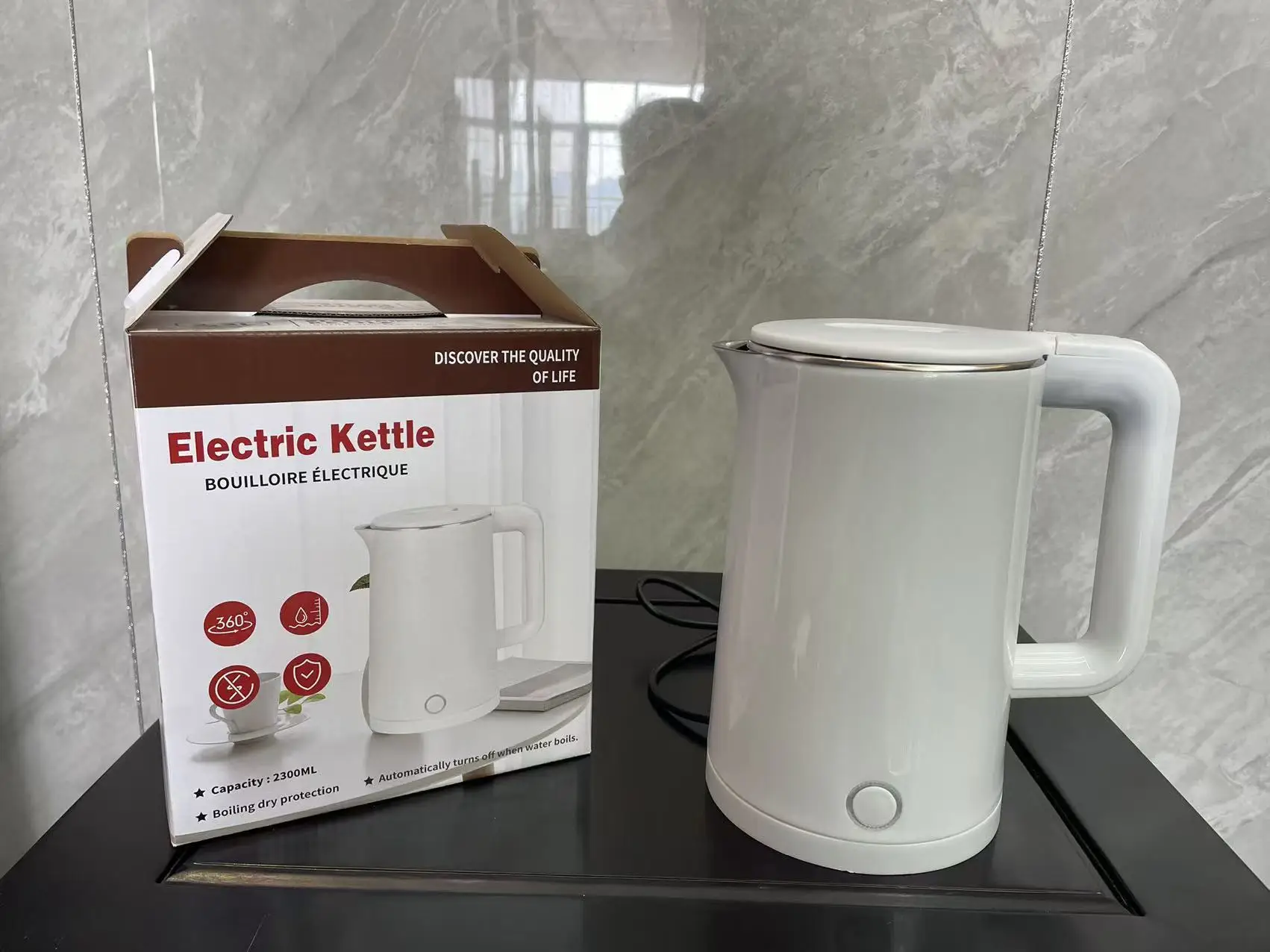 

New fashion 1.5L/1.8/2.0L stainless steel double layer cordless electric tea kettle pink south africa
