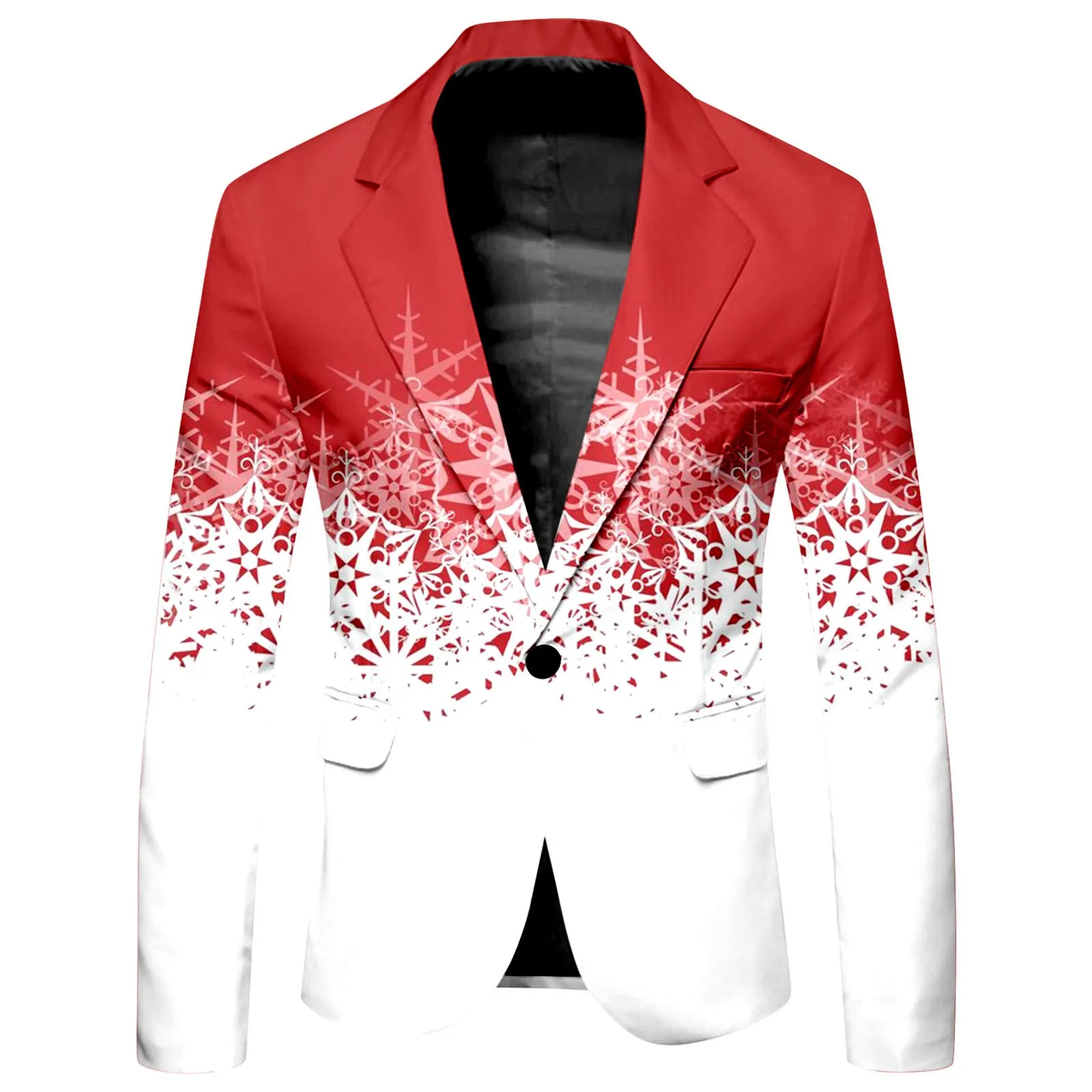 Setelan baju Dan celana natal pria, motif penuh, kasual musim gugur dan musim dingin, setelan merah lengan panjang, blazer motif 3D