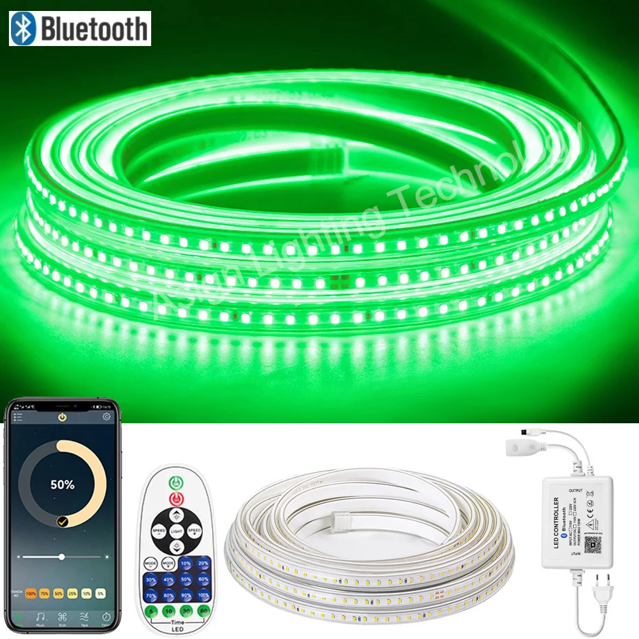 Hohe Sicherheit EU 220V LED Streifen Licht SMD2835 120LEDs/m Flexible LED Band Im Freien Wasserdichte LED Streifen remote/Bluetooth/Tuya WiFi