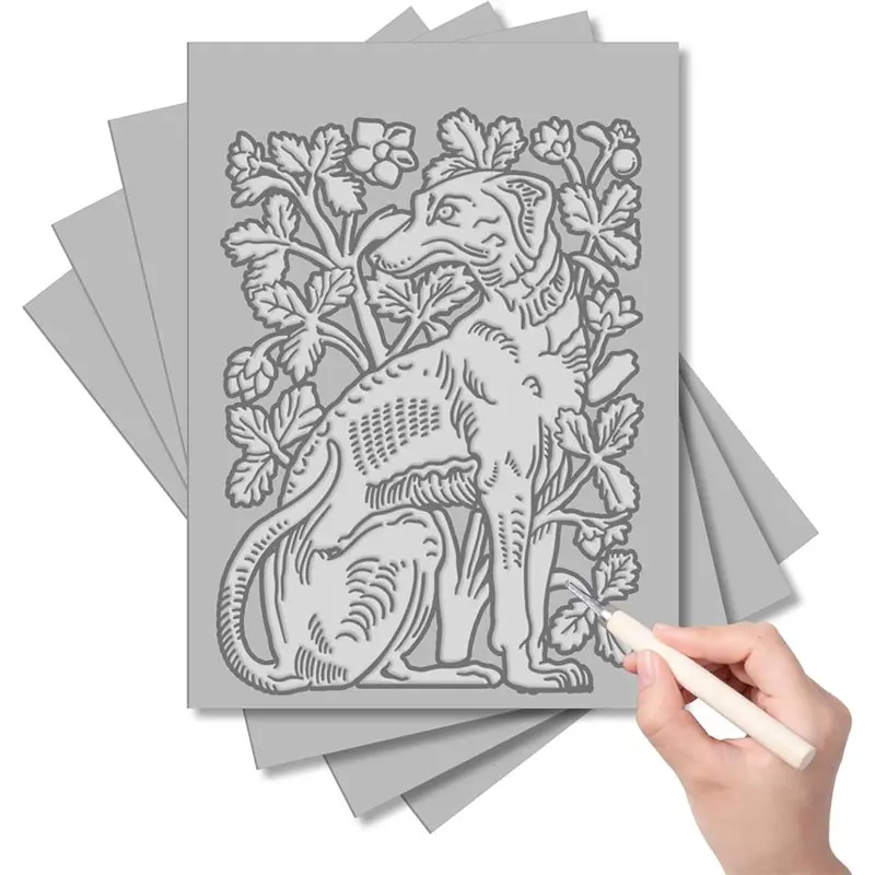 

Rubber For Engraving Art Project Carving Blocks 4Pcs Linoleum Blocks For Printmaking, 9 X 12 Inch Linoleum Carving Tools