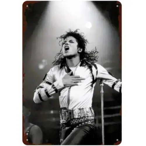Vintage Michael Jackson Metallschild „Bad Tour“ Schwarz-Weiß Wanddekoration aus Aluminium