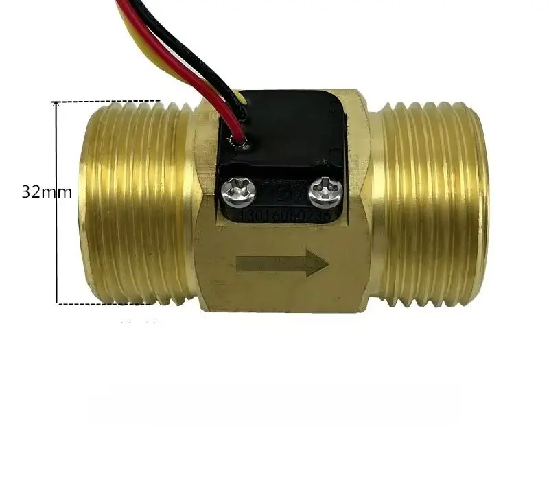 1 Inch Thread DN25 All Copper Water Flow Sensor, Pulse NPN Signal, Liquid Measurement Flowmeter