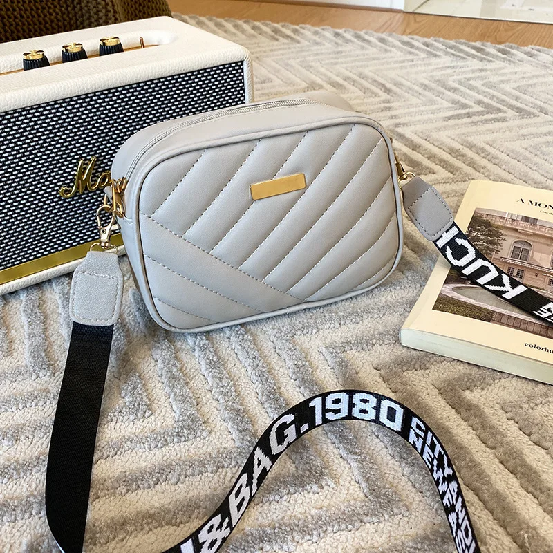 Hochwertige Damen-Kameratasche aus PU-Leder mit Rollstreifen, Umhängetasche, Handytasche, lässige Umhängetasche, Schultertasche – Detail 12