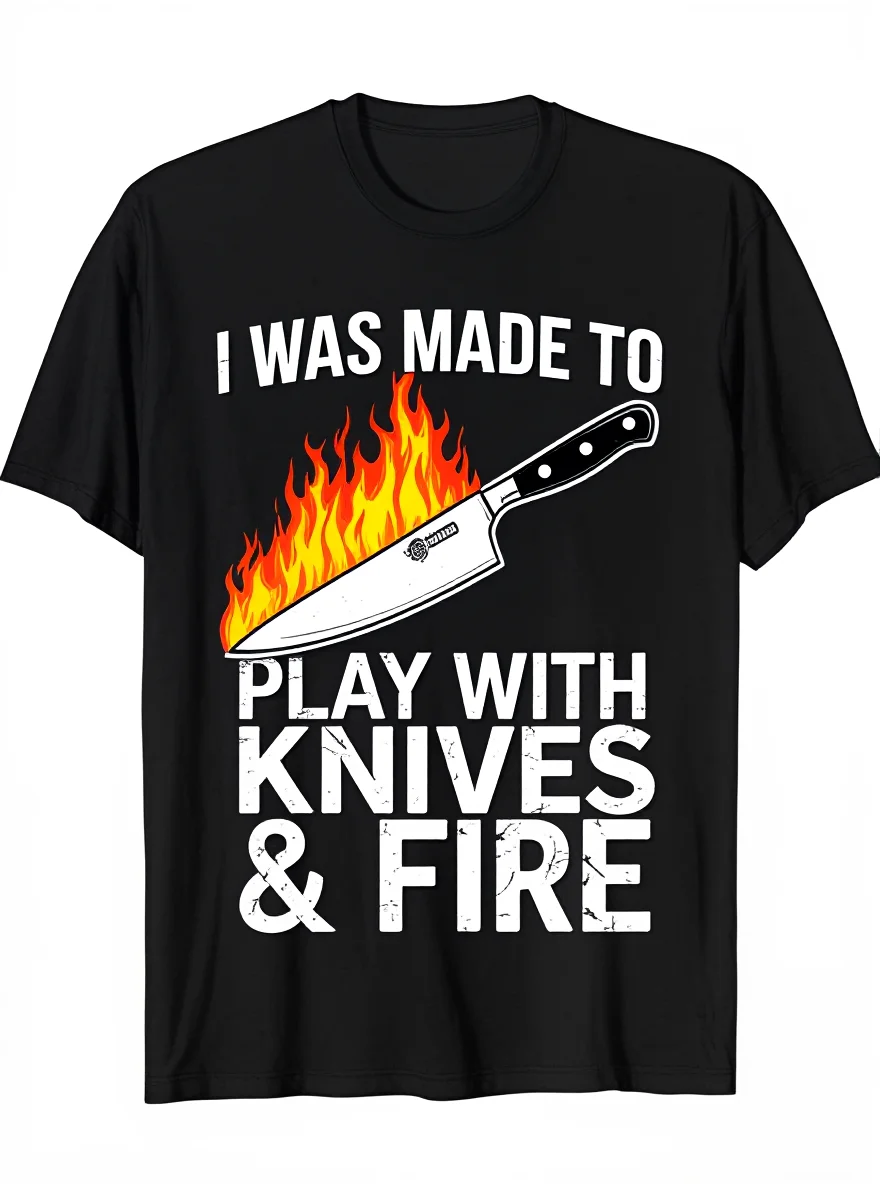 Funny Chef Knives T-Shirt - Unisex 100% Cotton Cooking Enthusiast (S-XXXL) Casual Tee