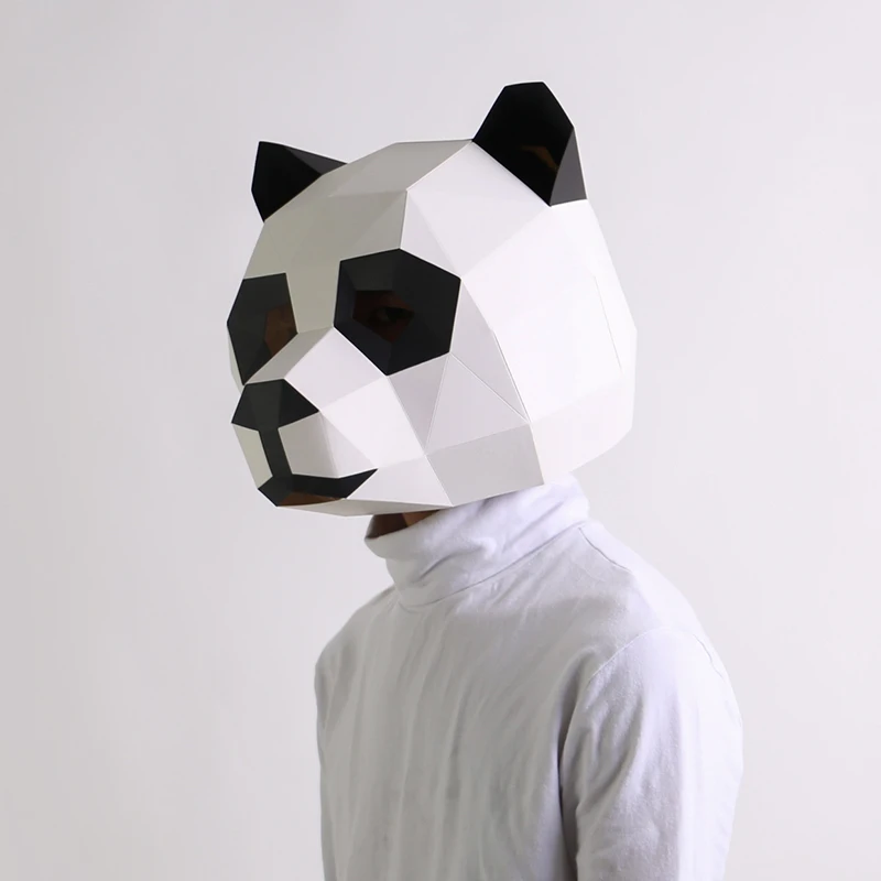 Pre-cut Panda Mask Paper Model,Small Size,3D Papercraft Art Origami Costume Party Cosplay,Handmade DIY Craft RTY106