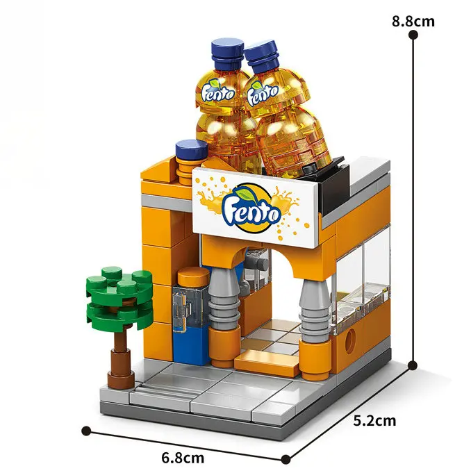 Mini-Haus-Bausteine, City Store, Street View, Snack, Straßenfiguren, Kinderspielzeug, Geschenke für Jungen und Mädchen, kompatibel mit Lego