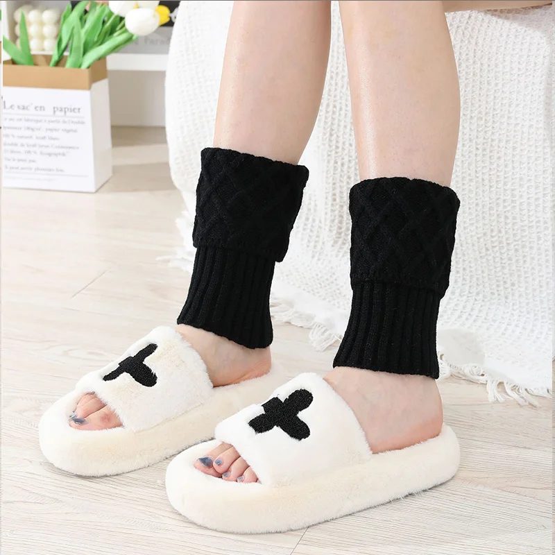 المرأة محبوك تنوعا الساق حامي غطاء الحذاء غطاء للقدم نمط قصير جديد الوجه على غطاء جورب دافئ محبوك #3