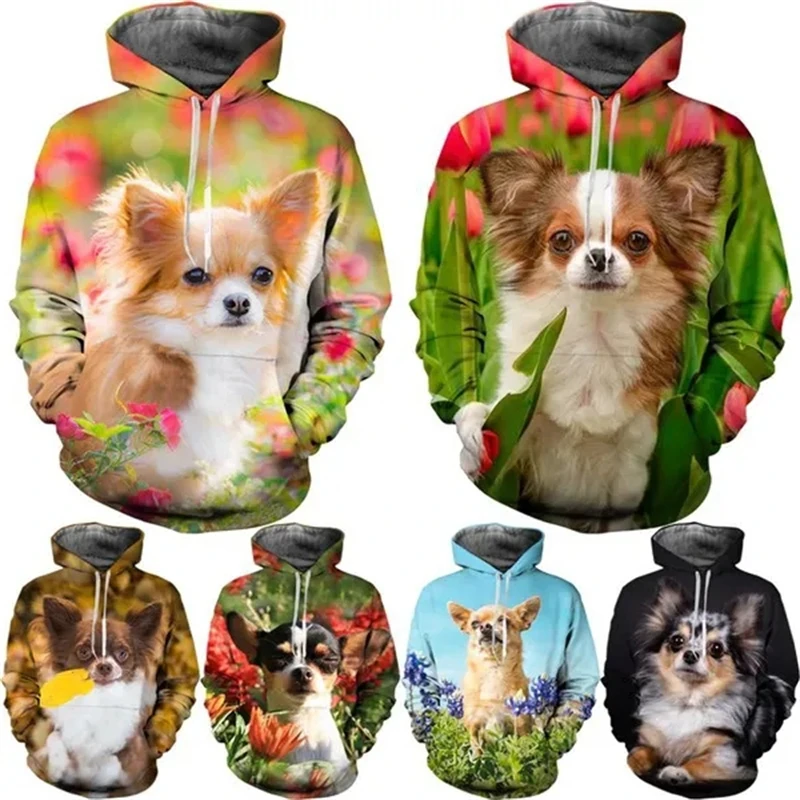 Sudadera con capucha para hombre y mujer, suéter informal con estampado 3D de perro Chihuahua, ropa de calle de gran tamaño, novedad