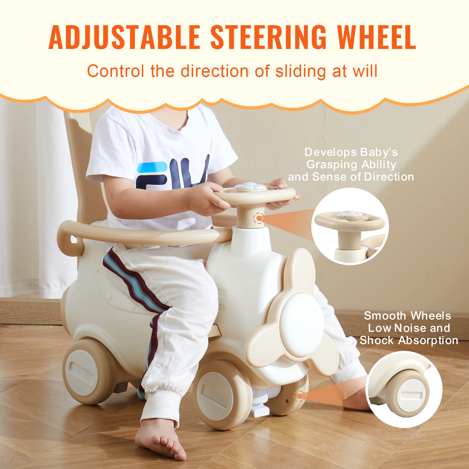 VEVOR 5 in 1 HDPE Rocking Horse for Toddlers 1-3 Years, Baby Rocking Horse with Trampoline Detachable Balance Board
