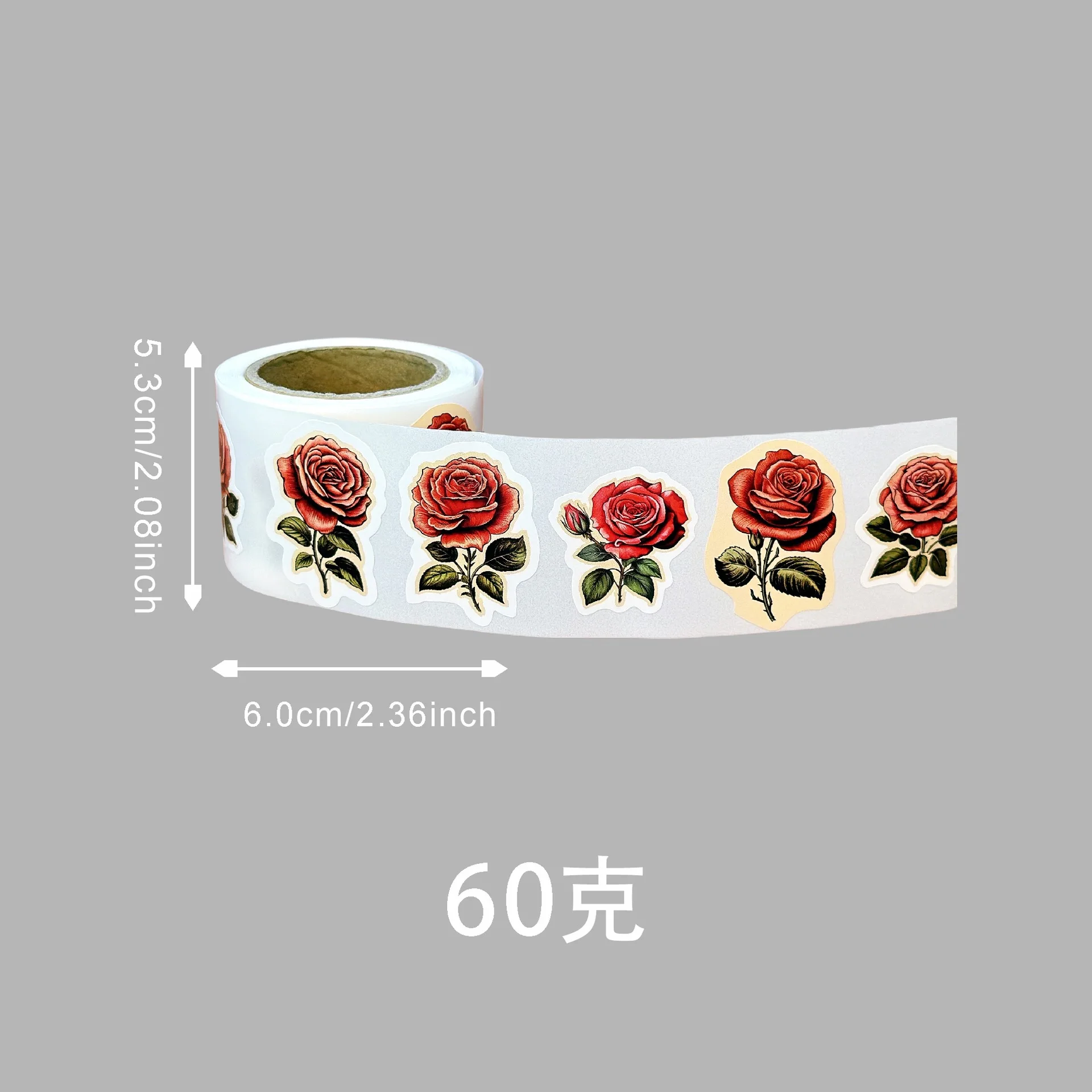 250 Pieces/Rroll Retro Red Rose Flower Pattern Decoration Roll Stickers Laptop Envelope Sealing Stickers