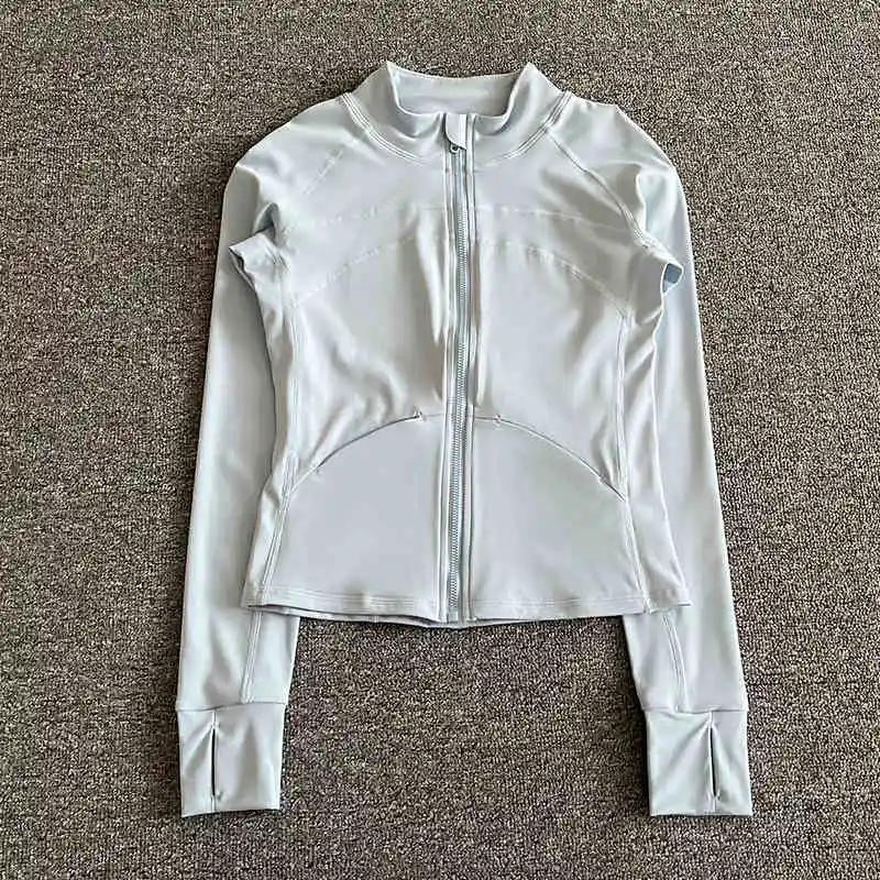 

Fitness zipper stand collar sports jacket running training fitness clothes women's pocket outdoor yoga top new style