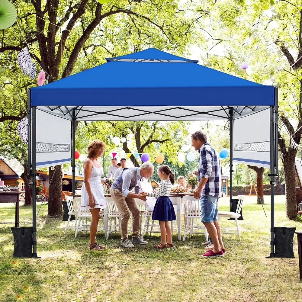 10x17ft Pop Up Canopy with Awnings, Outdoor Canopy Tent, Heavy Duty Instant Beach Sun Shelter with Adjustable